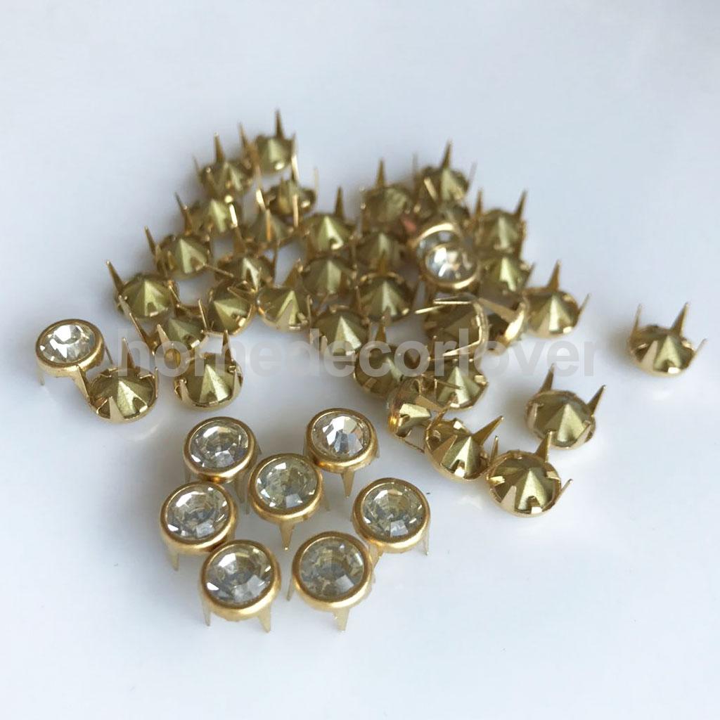 50 stk kløede rhinestone nitter punk pigge nitter flad kegle dekorative nitter gør det selv sæt til tøj tøj taske sko læder