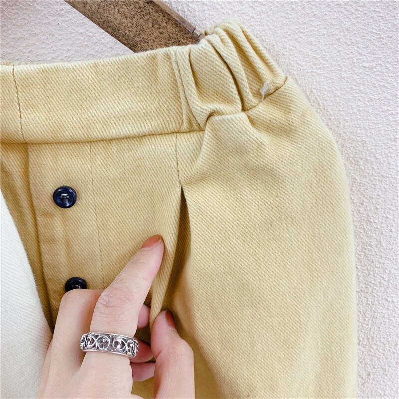 Automne style coréen garçons et filles couleur unie décontracté sarouel coton tout-match pantalon
