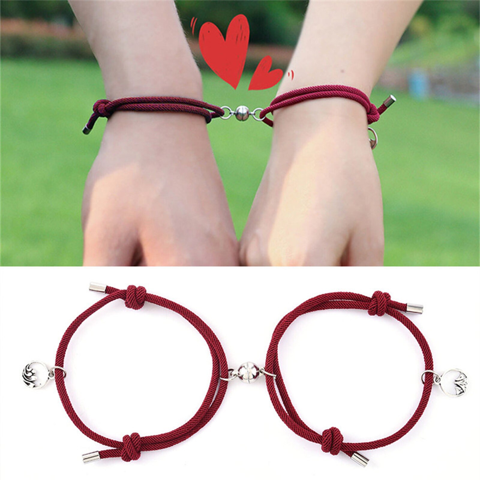 Pulsera de mano con succión magnética para adultos, accesorios de muñeca para novio y novia