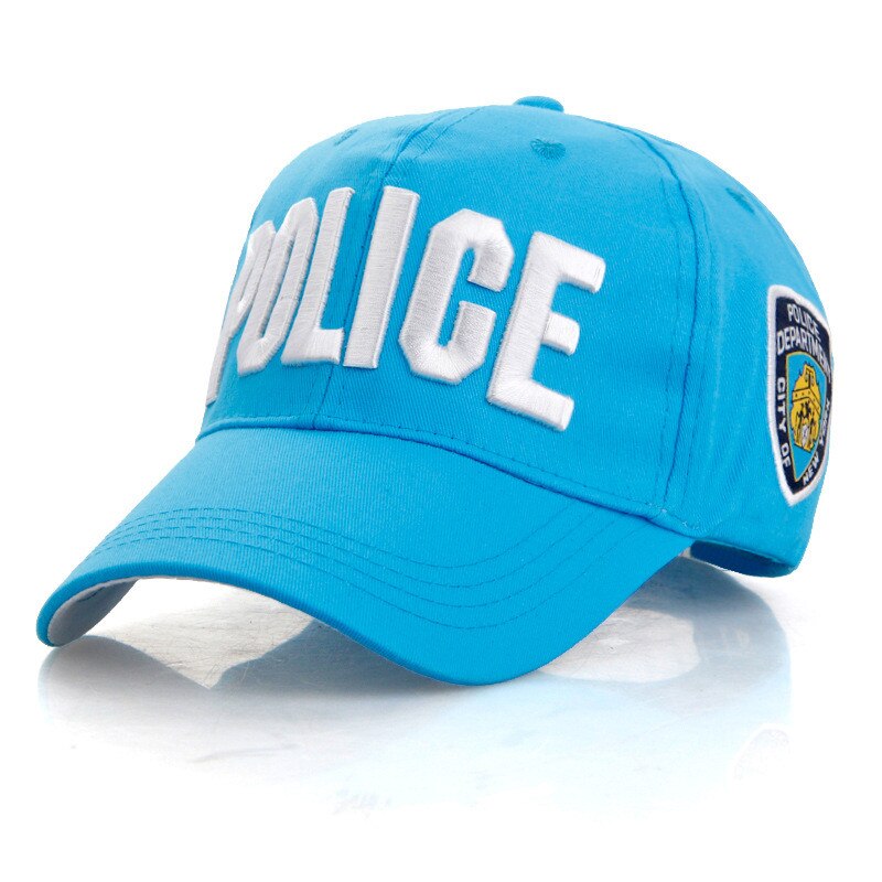 Police cap unisex hat baseball cap menn snapback hatter justerbare snapbacks for voksen 7 farger: Himmelblå