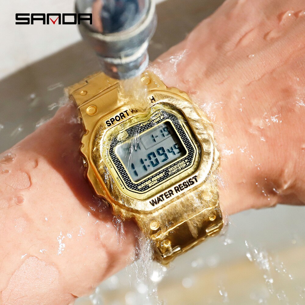 Sanda Mannen Horloge Mode G Stijl Sport Horloge Mannen Rvs Business Waterdichte Digitale Horloge Relogio Masculino