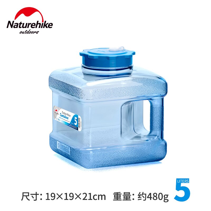 Naturehike-contenedor de agua para PC de grado alimenticio, cubo de agua de gran capacidad para exteriores, senderismo, Camping, con grifo