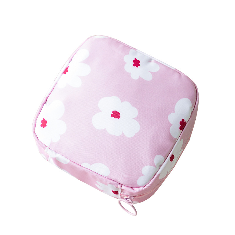 Portatile di grande capacità borsa da viaggio sacchetto di immagazzinaggio del tovagliolo sanitario di stoccaggio cosmetici di trucco del sacchetto dei monili sacchetto di immagazzinaggio del sacchetto rossetto borsa: C Pink flowers