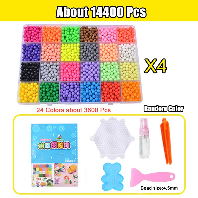 Refill Hama Beads Puzzle 3D Handmade Magic Aquabeads DIY Water Spray Beads Set Ball Games Children Toys for girls: 14400Pcs