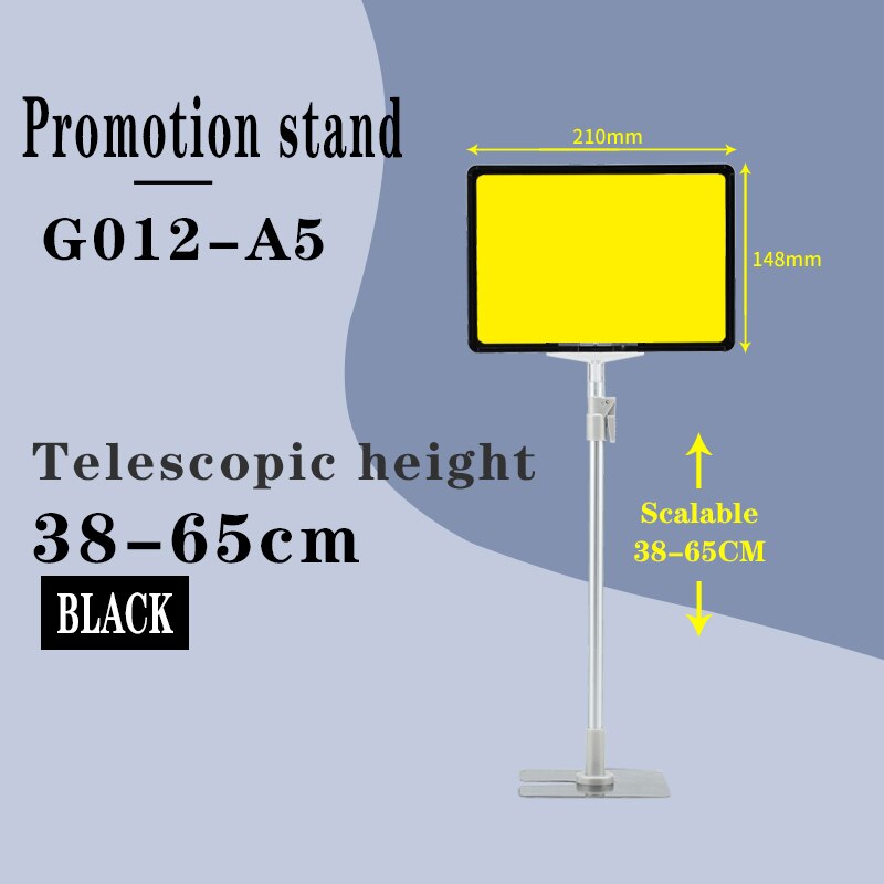 A5Vertical Bewegwijzering Fruit Winkel Display Magazijn Billboard Supermarkt Prijskaartje Plank Beugel Prijskaartje Display Stand: Black