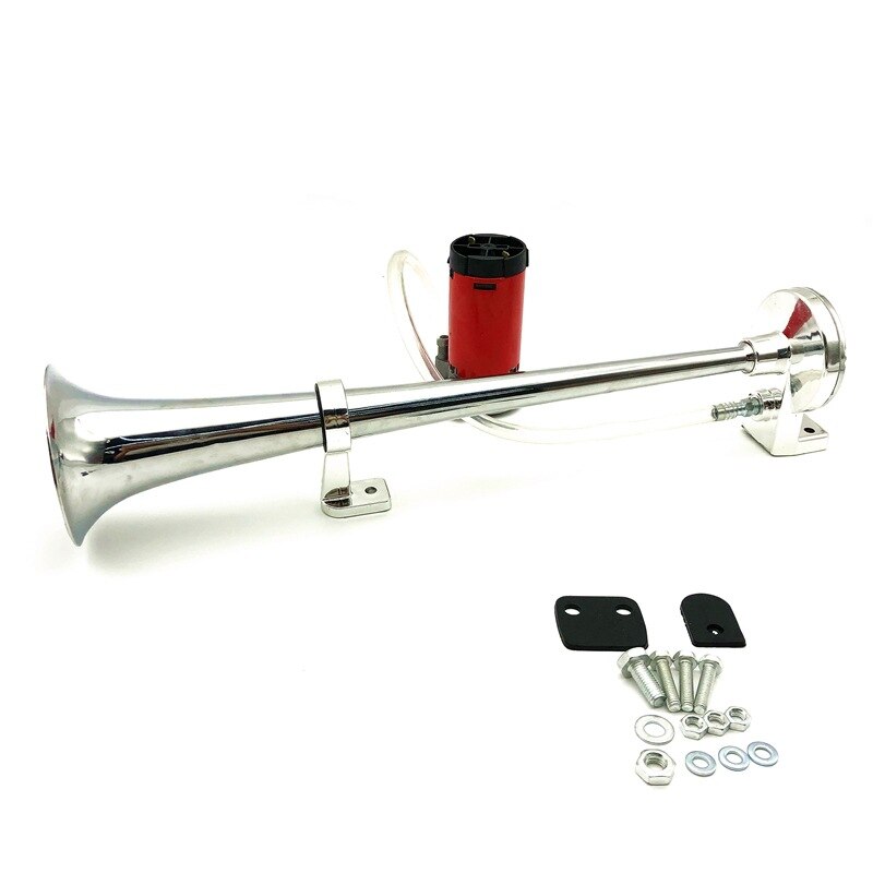 Universal 17 tum enkel trumpet bil lufthorn 12v kompressor 150db super hög luftslang bil horn högtalare för lastbil båt motorcykel