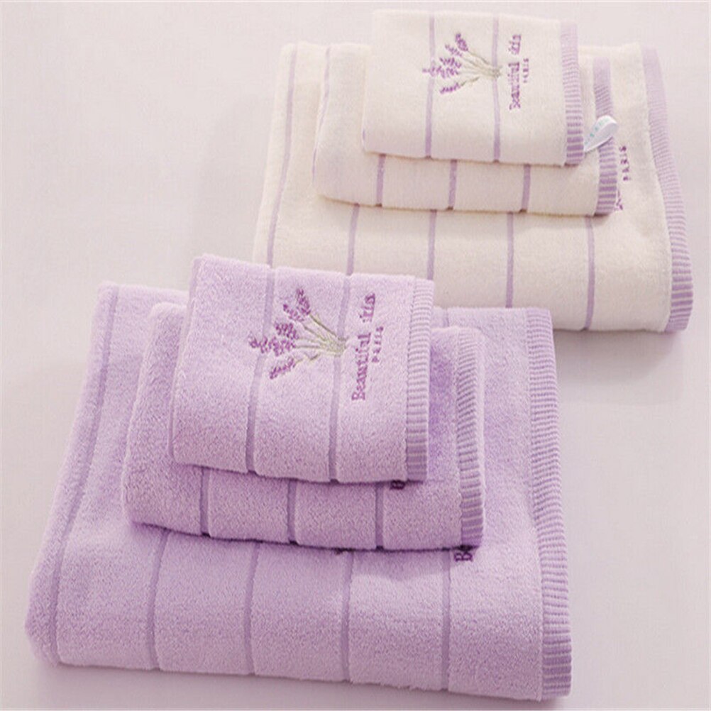 Embroidery Towels Beautiful Skin Paris Lavender Flowers Cotton Fabric Fragrant Smell Washcloths Towels 34*74cm 1Pc