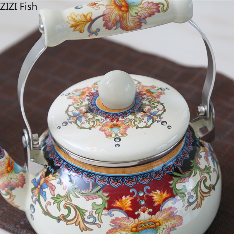 Cabilock Hervidor De Té Retro Esmaltado Con Mango Para Hervir Agua Caliente Té Y Para Uso Doméstico En La Cocina
