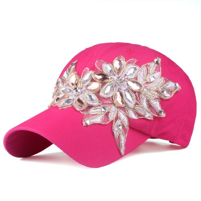 Chapeau de baseball femmes dentelle cristal coloré | Chapeau à coudre, feuilles, strass, chapeau de , ajustable, chapeau brillant