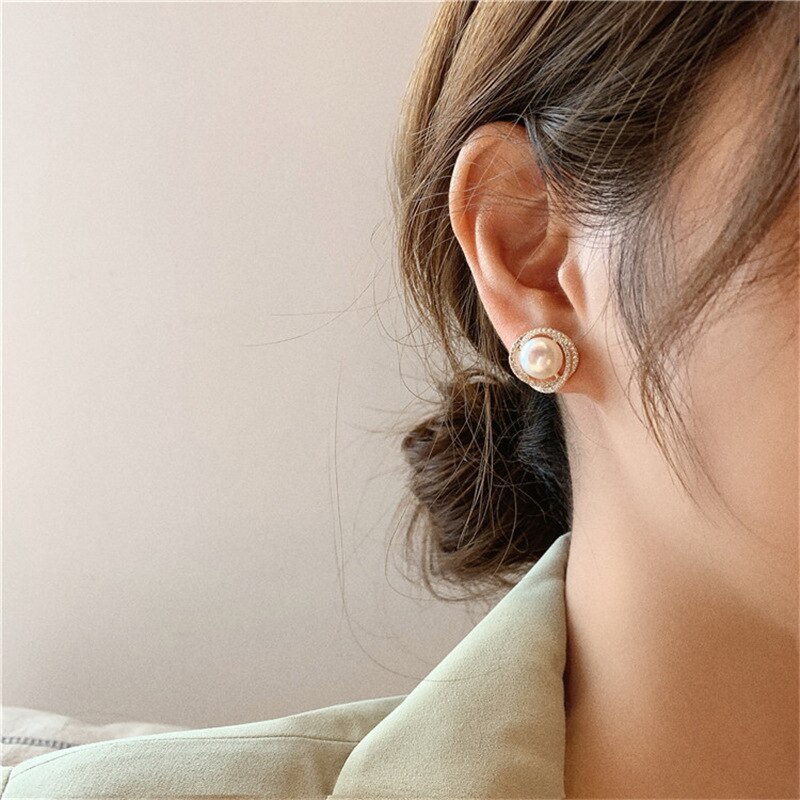 Pendientes de Clip de perlas sin agujero, Clips de oreja, círculo geométrico, Clip de perlas en pendiente sin Piercing, pendiente minimalista CE0779