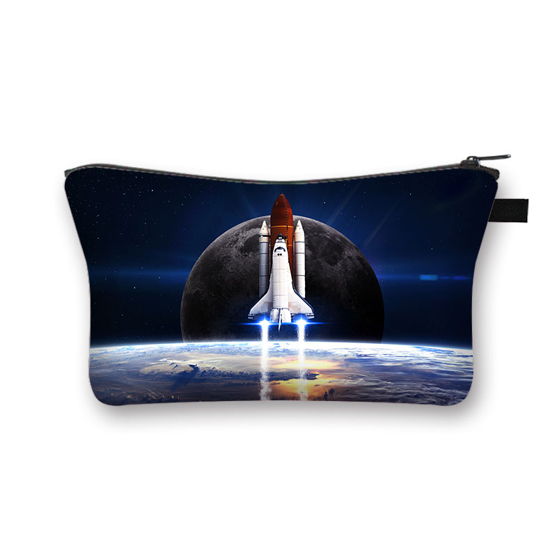 Astronauta/Spaceship kosmetyczka gwiaździsta noc Galaxy chłopcy dziewczęta kosmetyczki szminka etui damskie przenośne Mini portfel: shzbmarscw09