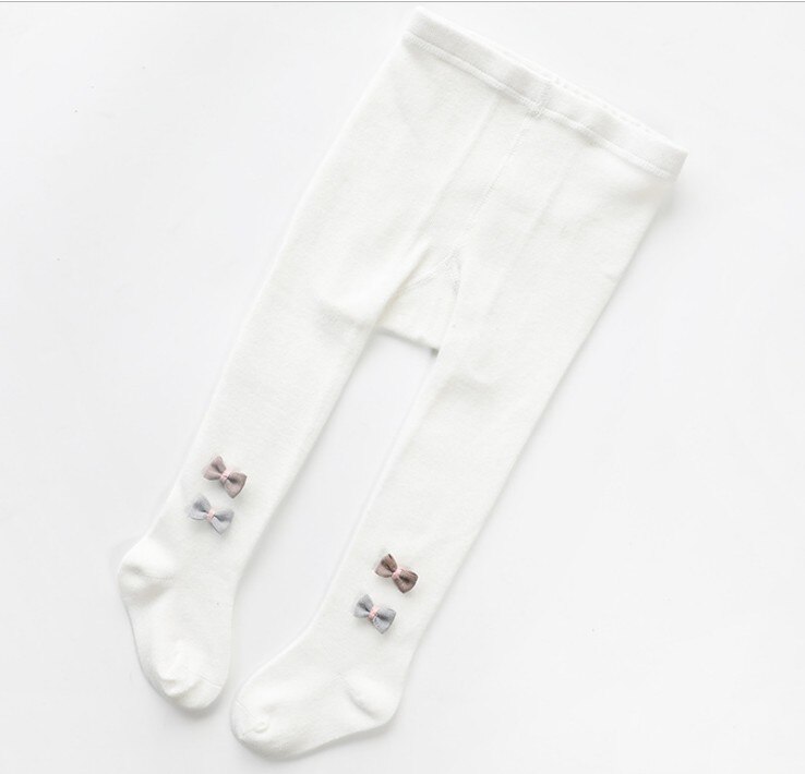 Lovely Baby Girls Bowknot Pantyhose Winter Autumn Warm Cotton Tights Cute Infant Kids Knitted Leggibgs for Kids Toddler Girls: White / 2-4 Years