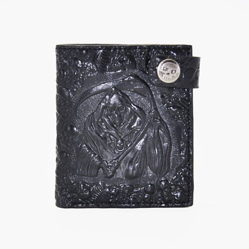 Punk Style Devil Skull Head Short Purse Embossed Leather Men Wallet Boys Rock Biker Snap Hasp Card Holder Clutch Wallets