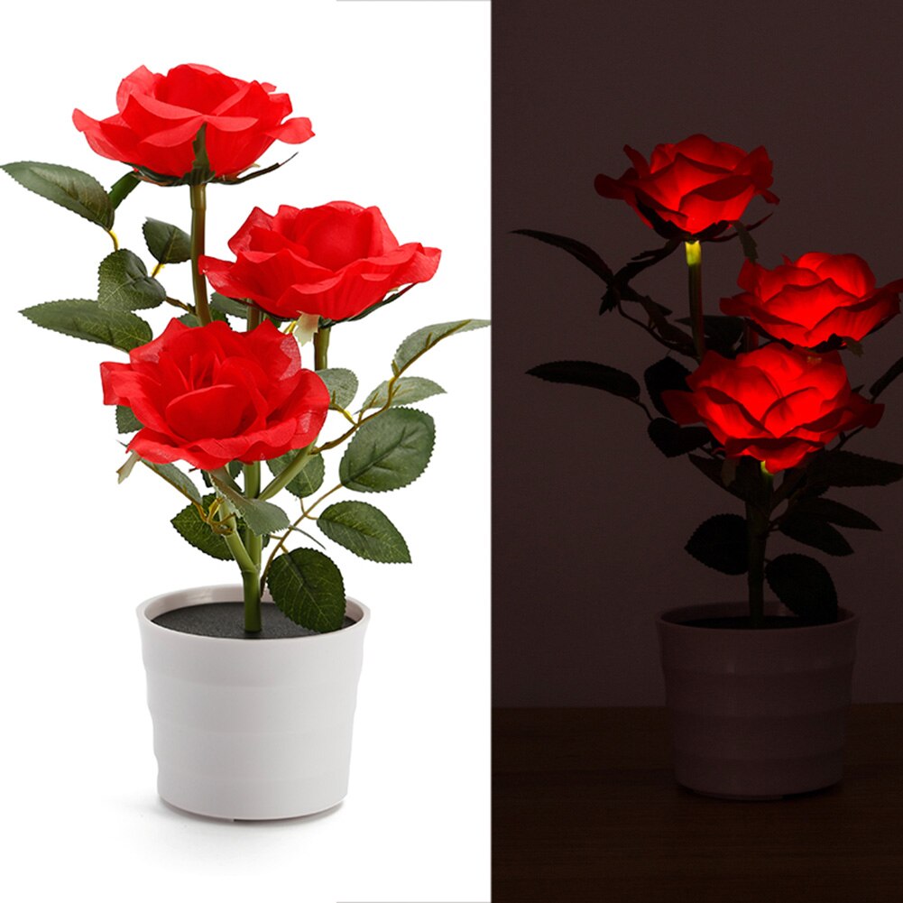 Solar- angetrieben Rasen Garten Balkon Hause Schlafzimmer LED Rose Dekorative Tisch Lampe Künstliche Anlage Nacht Blume Topf: verrotten