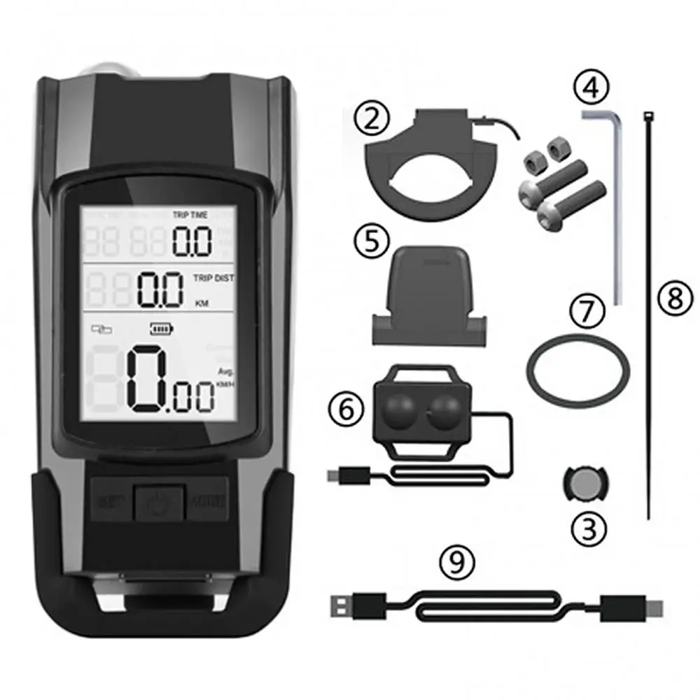 3 IN 1 Bicycle Computer Bike Front Light Lamp With Horn LCD Display Bike Speedometer and Odometer Headlight Cycling Flashlight: black