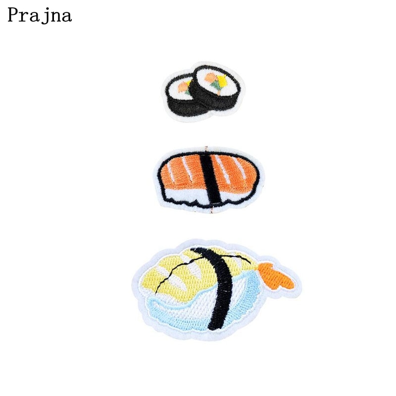 Prajña Japanse Sushi Patches Ijzer Op Patches Goedkope Borduren Patch Applique Parches Ropa Voor Kleding Strepen Stickers Diy