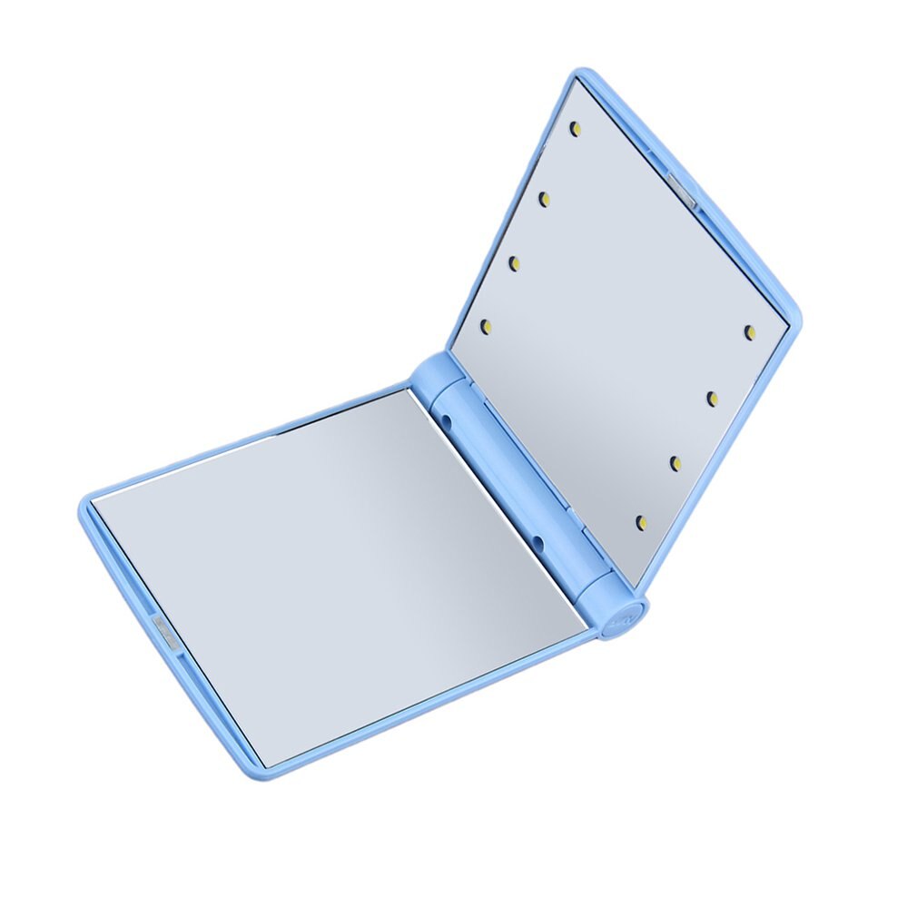 Low Power Comsumption Portable Size 8 Led Lights Women Facial Makeup Cosmetic Mirror Desktop Foldable Mirror