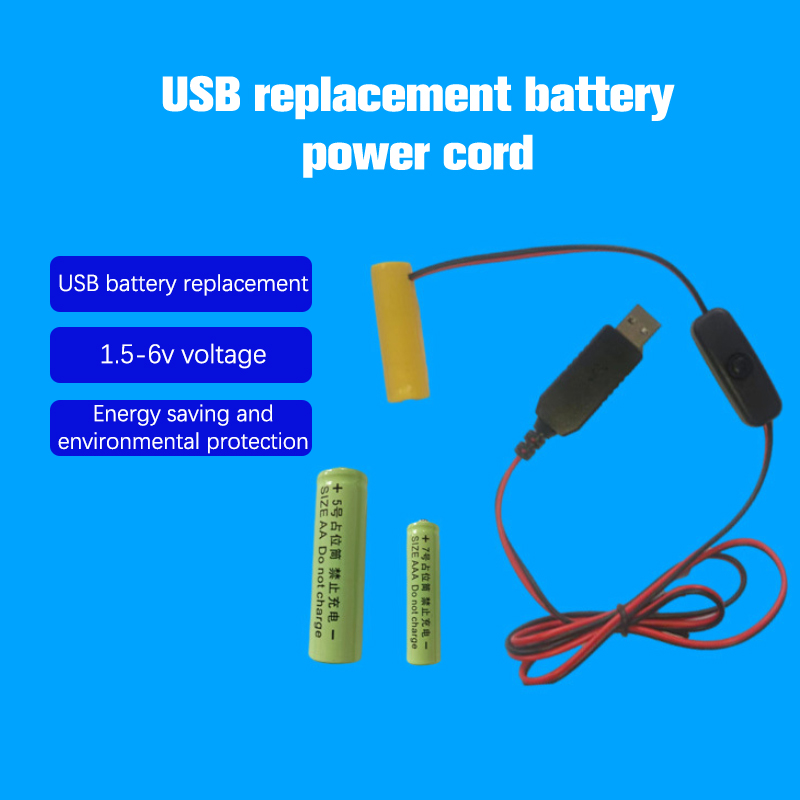 Aaa Attrappe-Batterie Adapter USB-Netzteil Schalter Kabel ersetzen aaa Batterien für Fernbedienungen Kamera Spielzeug LED-Streifen