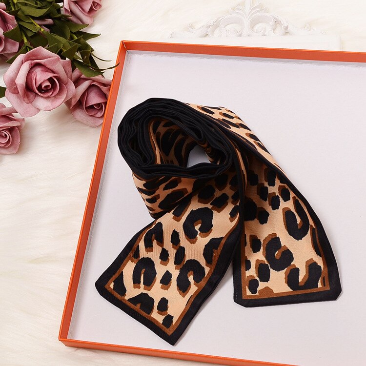 Leopard Print Highly Cost-effective Wristband Narrow Scarf Choker Hairband Bag Wraps Ribbon Rayon Scarves KBD167