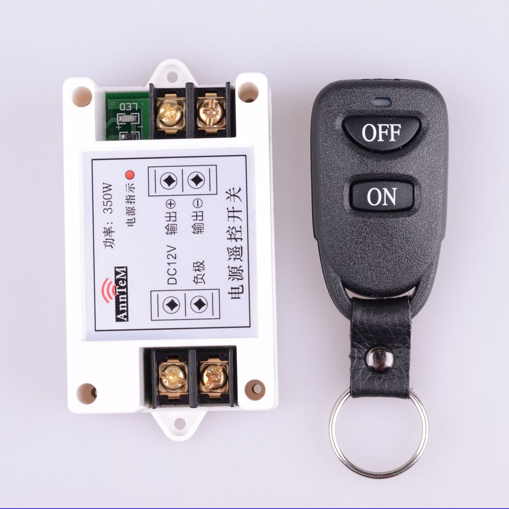 High Power 12V DC 40A 350W 1CH RF Wireless Remote Control Lighting Switch Input 12V Output 12V Wireless Receiver With Black TX: 1pcs transmitter