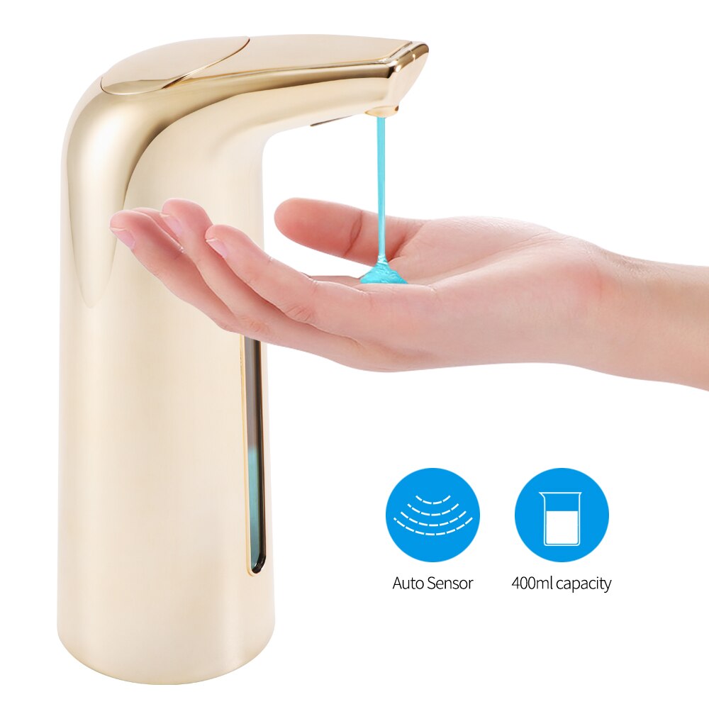 Soap Dispenser Automatic 400ML Electric Soap Dispenser Sensor Infrared Foaming Hand Washer Soap Dispensers For Bathroom Kitchen: Golden