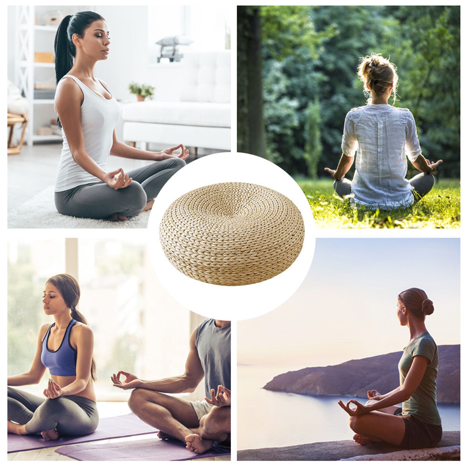 Natuurlijke Ronde Stro Poef Tatami Kussen Stro Futon Maïs Erker Pad Yoga Dampende Hand Geweven Kussen Voor Thuis decoratie