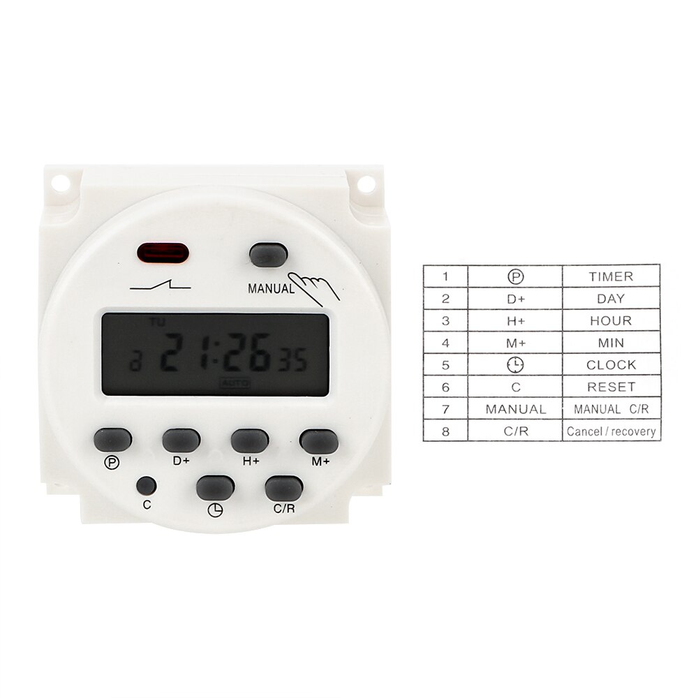 Daily Weekly Programmable Timer Time Control Switch Digital LCD Electronic Auto On/Off Relay AC 220-250V