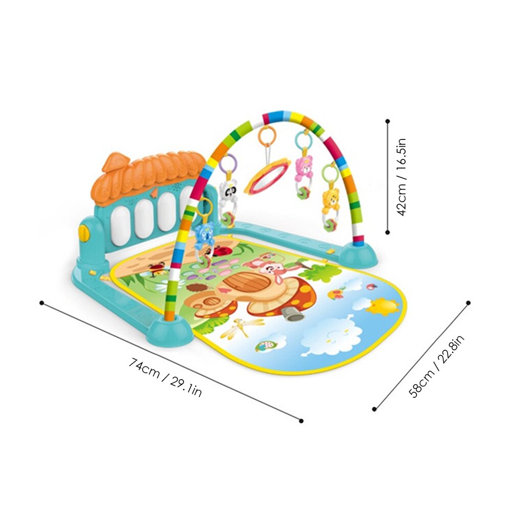 2 in 1 Baby Kick and Play Piano Gym Mat Rack Music Fitness Rack Play Crawling Mat Early Educational Toy for 0~36 Months Babies