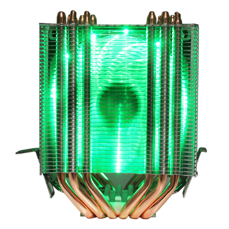 3/4PIN RGB LED CPU Cooler 6-Heatpipe Dual Tower 12V 9cm Cooling Heatsink Radiator for LGA 1150/1151/1155/1156/775/1366 AMD: Green / 3 PIN