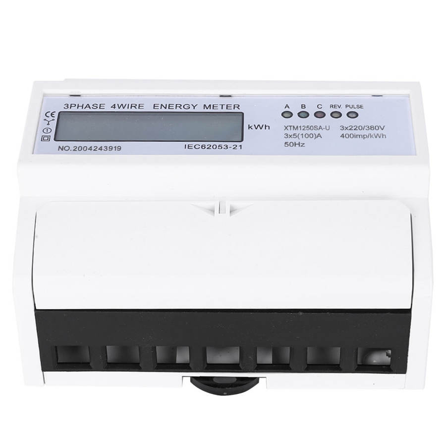 Compteur 3 phases 4 fils 220 V/380 V 35 mm 7 P DIN rail compteur d'électricité numérique 3 phases 4 fils compteur électronique KWh court