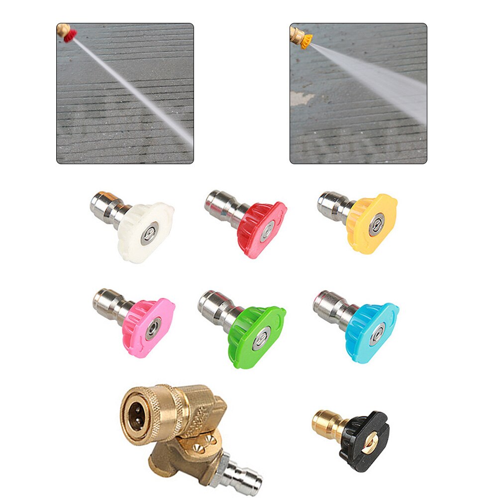 1 Set Rotating Turbo Nozzle 4500PSI With Nozzle Tips Rotating Spray Turbo Nozzle Pressure Washer Cleaner Nozzle Spray Nozzle