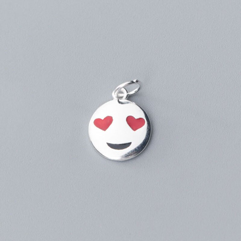 MEETSOFT Cute 925 Sterling Silver Round Face Silme Charms of DIY Handmade Jewelry Necklace Deocration Bracelet Accessory: AY777S