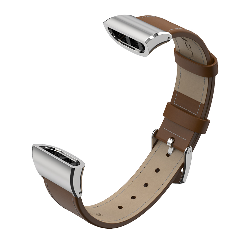 Bracelet for Huawei Band 3 Pro Metal Wrist Strap Stainless Steel Wristband for Huawei Band 3pro Smart Watch Replace Accessories: Leather Brown Silver