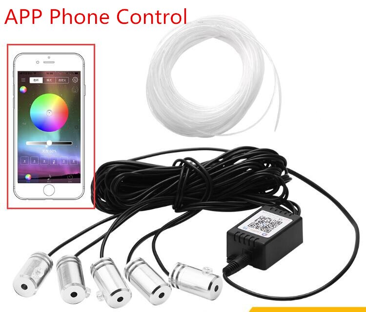 Sound Active EL Neon Draad Strip Licht RGB LED Auto Interieur Licht Multicolor Bluetooth Telefoon Controle Sfeer Licht 12 V Kit: 6M APP  Control