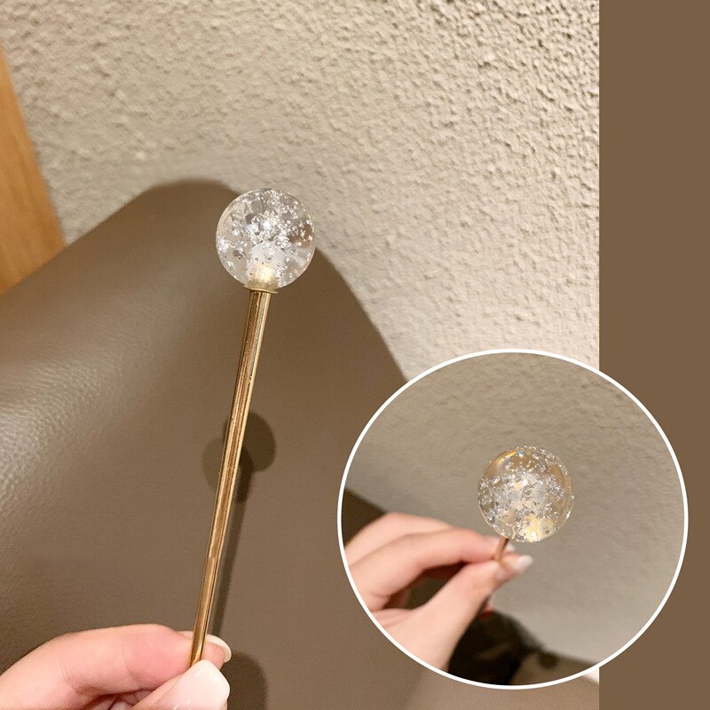 Koreanisch Haar Zubehör Frauen Mädchen Glas Ball Haar Stock transparent Runde Ball bilden Haarnadeln Hochzeit Schmuck