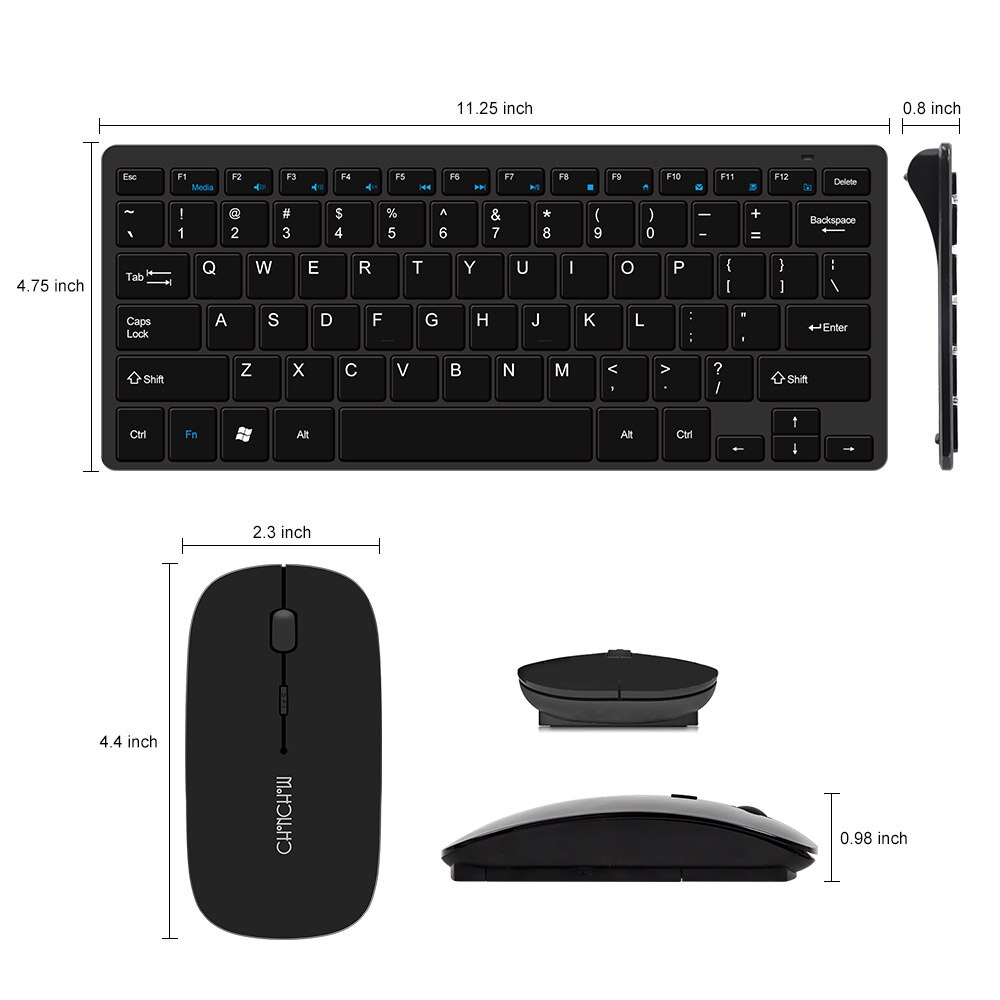 Wireless Keyboard and Mouse Combo 2.4 GHz Wireless Mouse Multimedia Keys for PC Windows XP /7/8/10 Android Smart TV Box