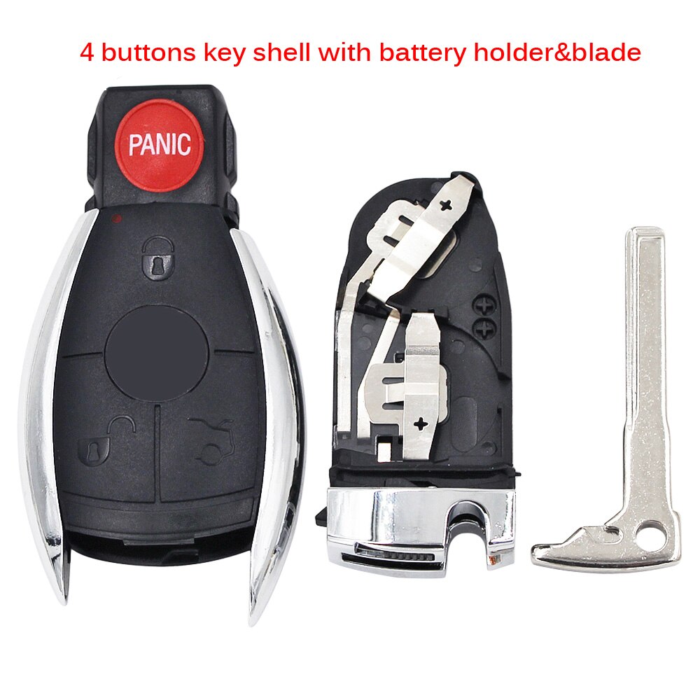3/4 Button Smart Key Shell for Mercedes Benz W211 A C E G S R SL ML GML CL GL CLS CLA CLK SLK GLK with Battery Holder Small Key: 4B shell holder key