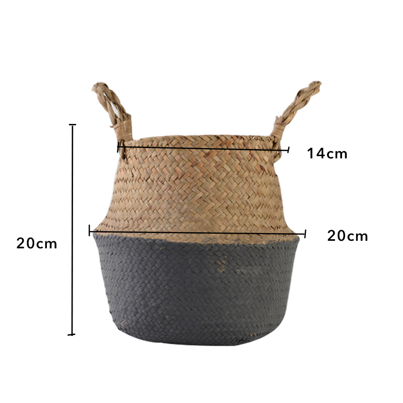 Folding Handmade Storage Basket Decorative Rattan Plant Flower Pot Woven Wicker Belly Laundry Basket Home Decor: 6