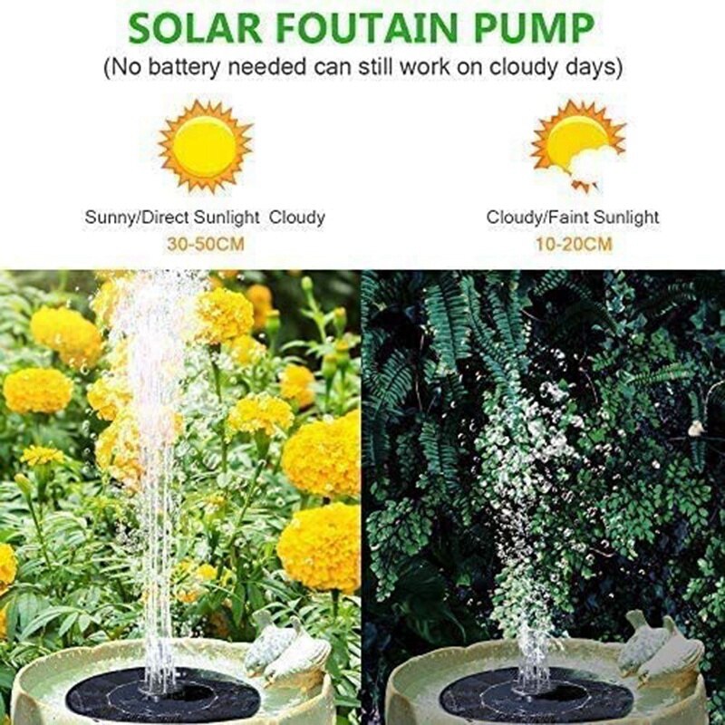 Solar Fontein Pomp, 1.4W Solar Fontein Voor Vogel Bad Vrijstaande Drijvende Fontein Met 7 Nozzles Solar