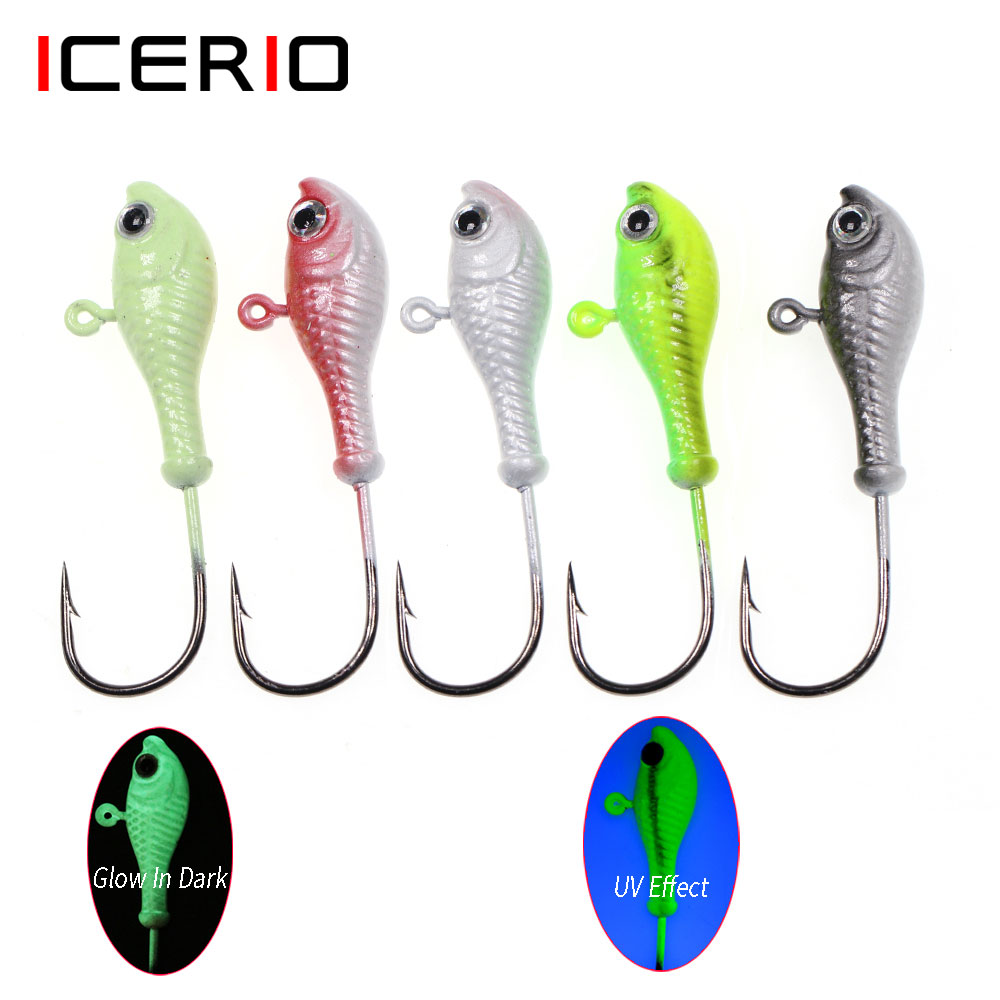 ICERIO 3 stücke 10g 14g 28g glühen Angeln Locken Metall Swimbait Jig Köpfe Haken Bucktail Jig Köpfe salzwasser Wackeln Köder Halfter Haken