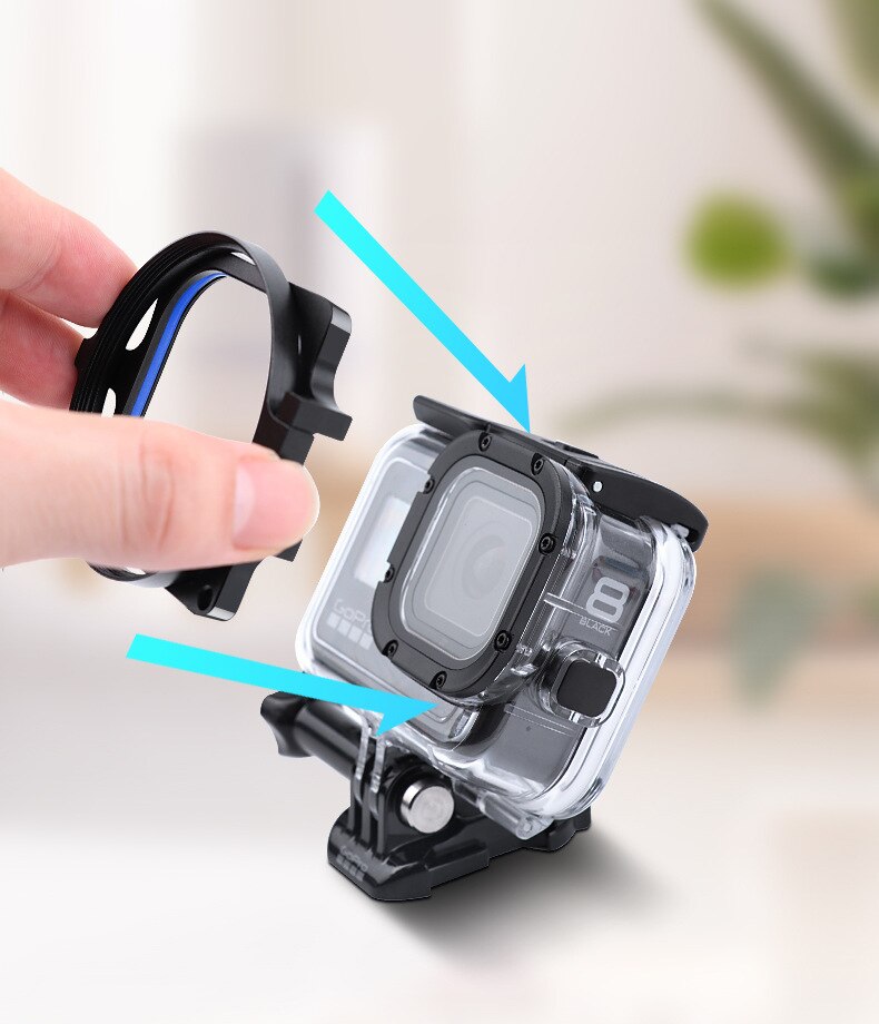 Filtro de buceo 58mm anillo para Gopro 8 Accesorios Negros funda impermeable Original filtros de buceo submarino rojo púrpura + 16 Close Up