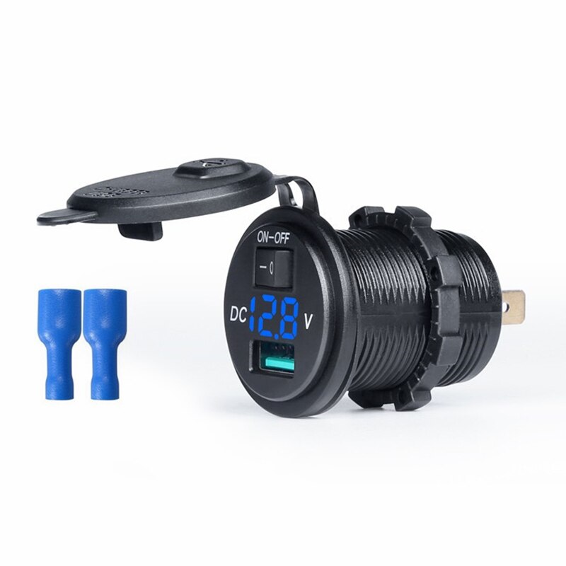 18W 12-24V Auto Boot Motorfiets Waterdichte Dual Usb-poort LED Digitale Display Charger USB Adapter met voltmeter Schakelaar