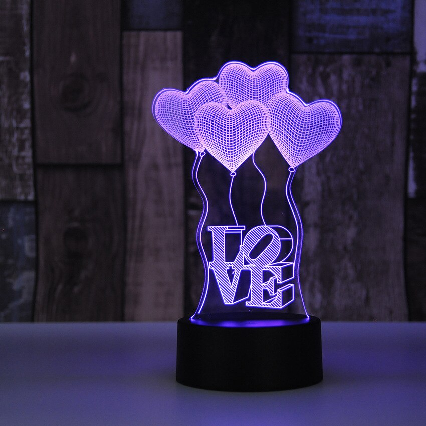 Valentijnsdag Liefde 3D Licht Led Nachtlampje 7 Kleuren Bureaulamp Thuis Gloeilamp Touch Lamp Vrouw of Meisje Vriend