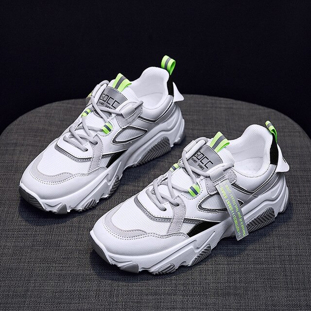 Andningsbara vita skor dam sneakers på plattform kvinnliga fritidsskor student sneakers för dam  ab519