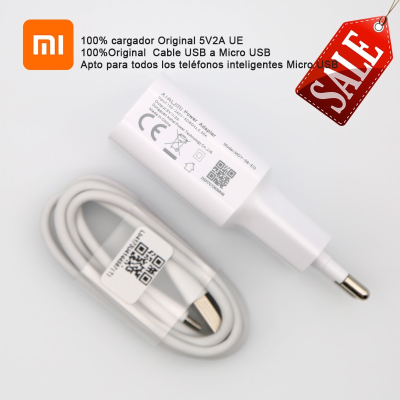 Carregador usb original xiaomi 5v2a, cabo adaptador de carregamento rápido para redmi 4 4a 4x 5 3s note 3 4 4x 5 6xiao mi 4 note7pro