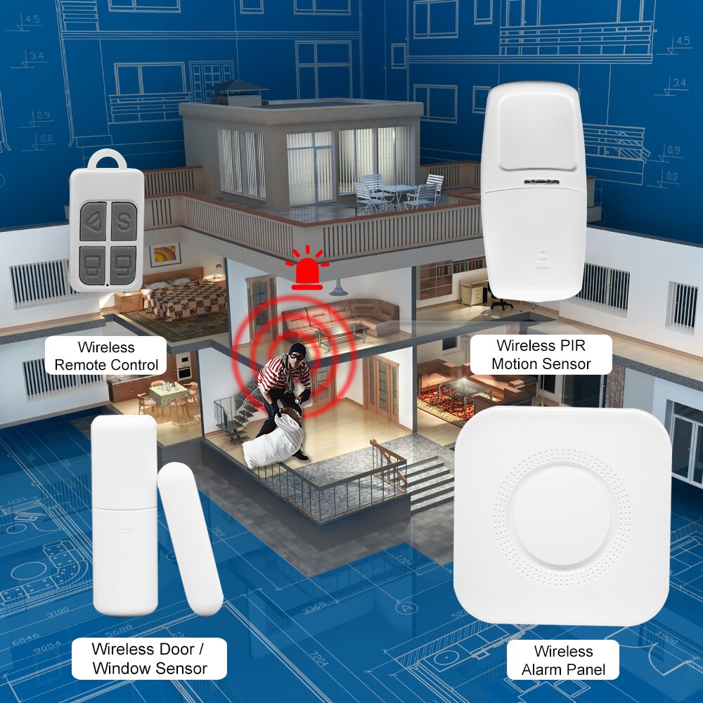 100dB Alarm Host 433MHz Detectors Tuya APP Wifi Alarm System Security Alarm System Compatible with Alexa Voice Control