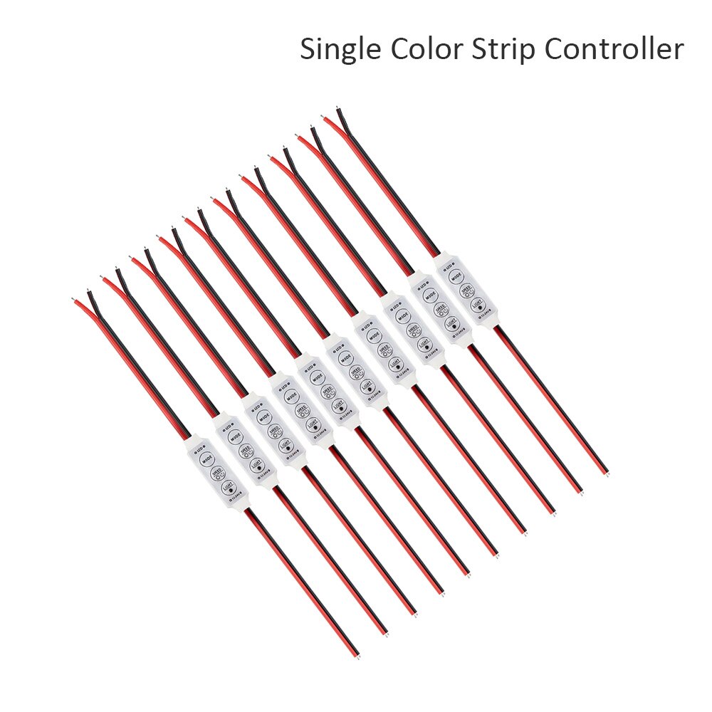 10PCS/Lot LED Controller DC12V Mini 3 Keys Single Color RGB Led Strip Light Dimmer Controller for 5050 3528 Strip Lamps JQ: Single Color Control