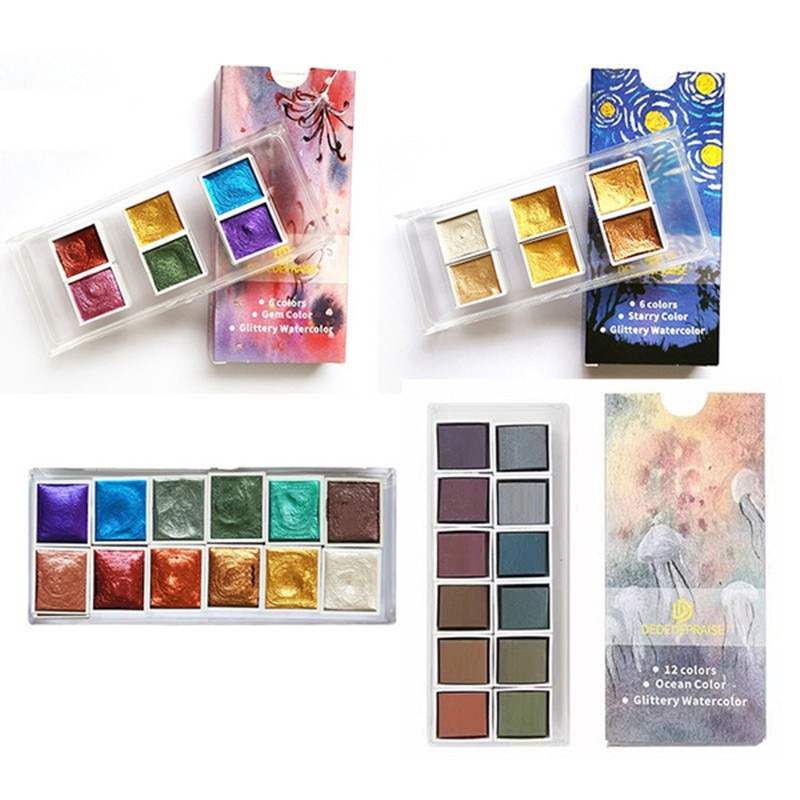 Pearl Series Manual Solid Watercolor Paints Watercolor Paint Set Art Nail Painting Decorative Watercolor Art Decor Makeup