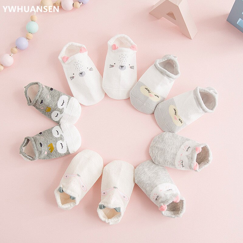5 Pairs/lot Spring Summer Kids Boat Socks Invisible Children Cotton Socks for Girls Low Cut Anti-slip Socks On the Boy: TY0022 / 1 to 3 Years