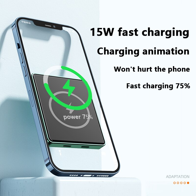 Magnetische Power Bank Draadloze Oplader 15W Snel Opladen Externe Batterij Draagbare Oplader Voor Iphone13 Extra Batterij Poverbank